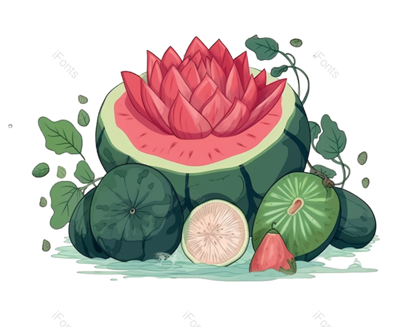 叶子图片,节日元素,西瓜PNG,夏至免抠素材